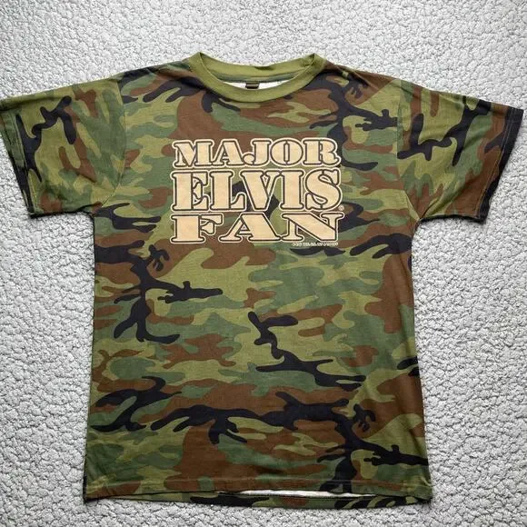 Ranger Major Elvis Fan Shirt Mens XL Camo Short Sleeve Crew Neck - Picture 1 of 7